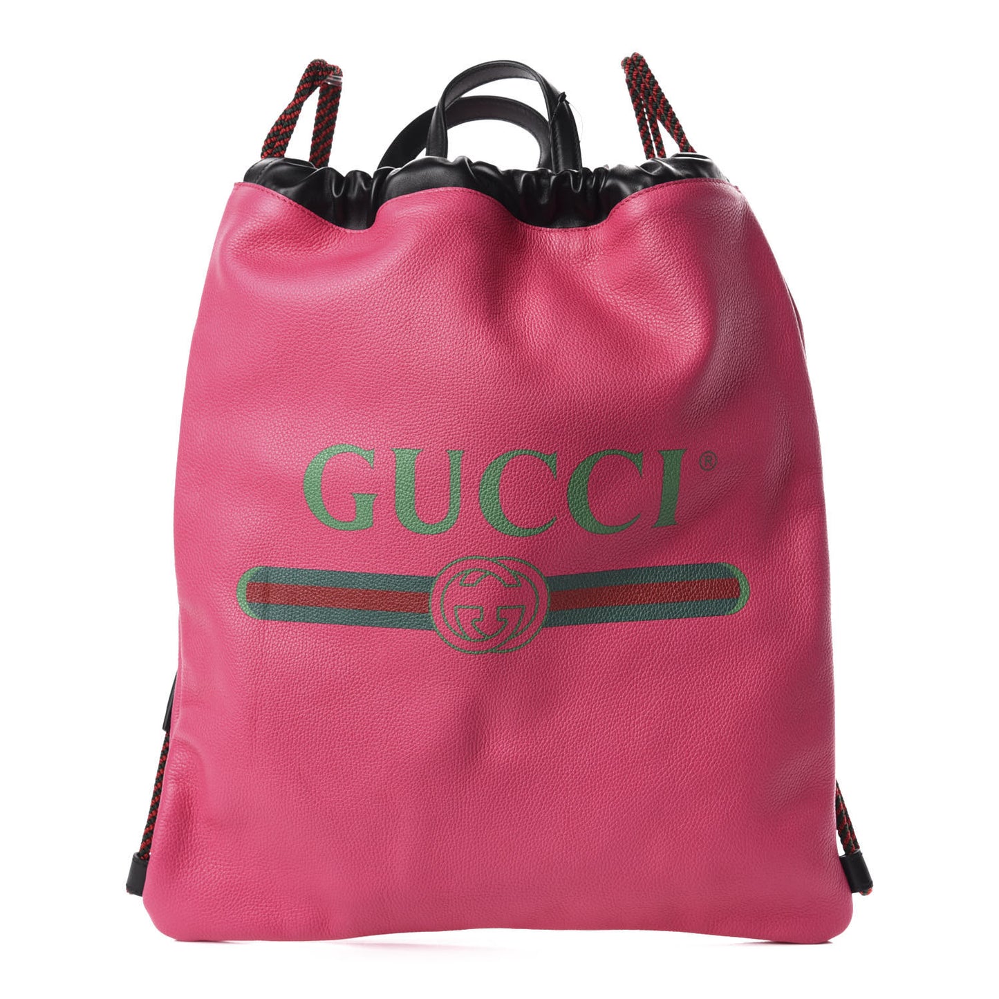 Grained Calfskin Logo Drawstring Backpack Box Pink Green Black
