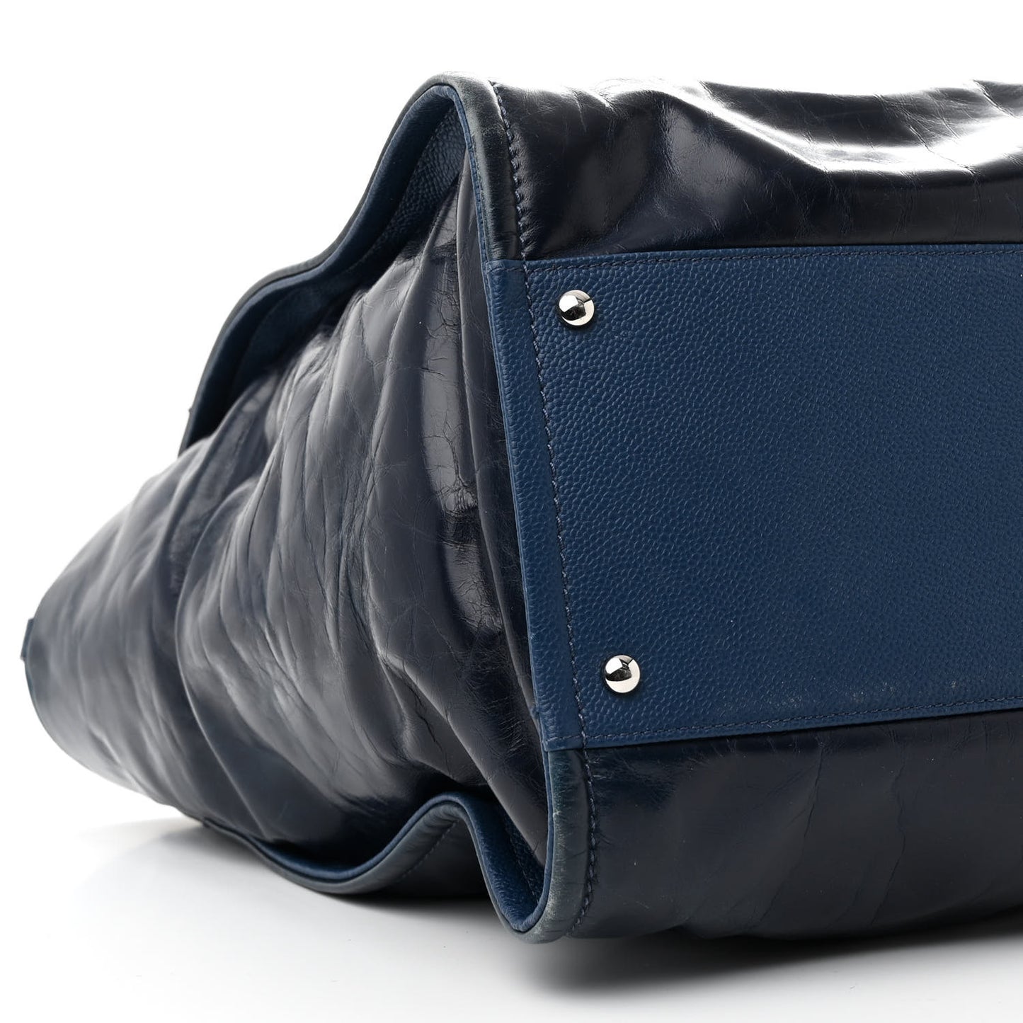 Glazed Calfskin Large Deauville Tote Blue