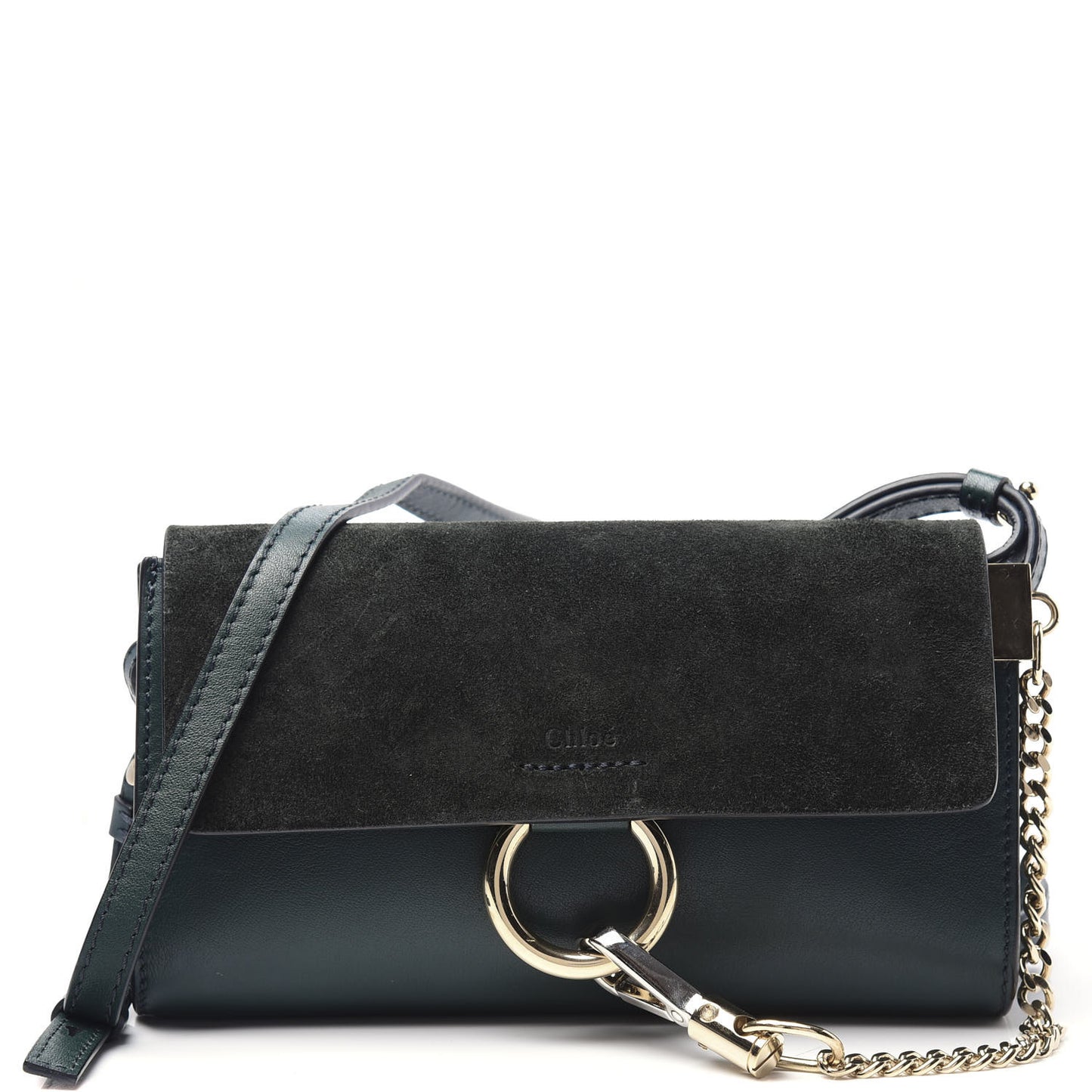 Suede Calfskin Mini Faye Shoulder Bag Intense Green