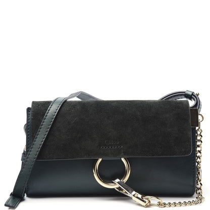 Chloe Suede Calfskin Mini Faye Shoulder Bag Intense Green 1 of 9