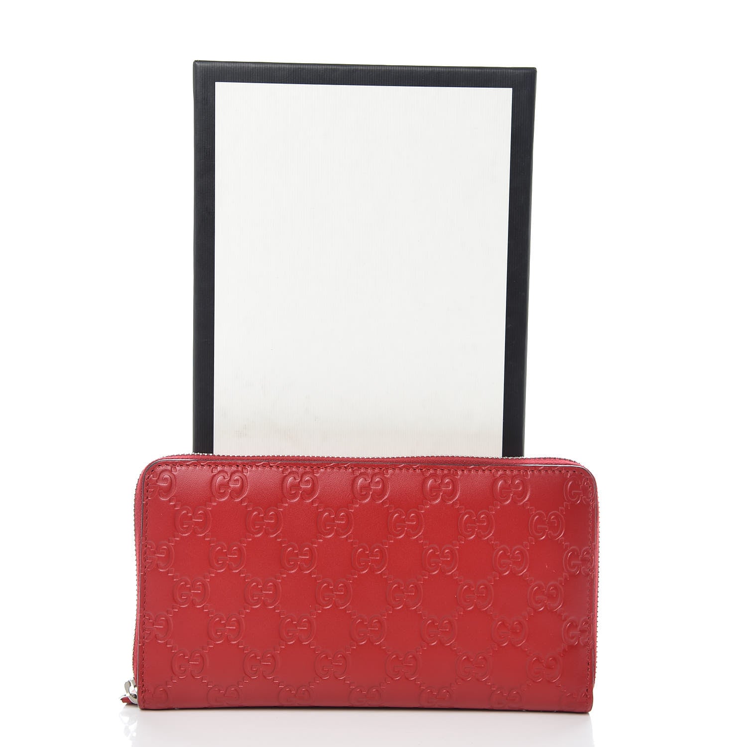 Gucci Guccissima Signature Zip Around Organizer Wallet Hibiscus Red 8 of 8