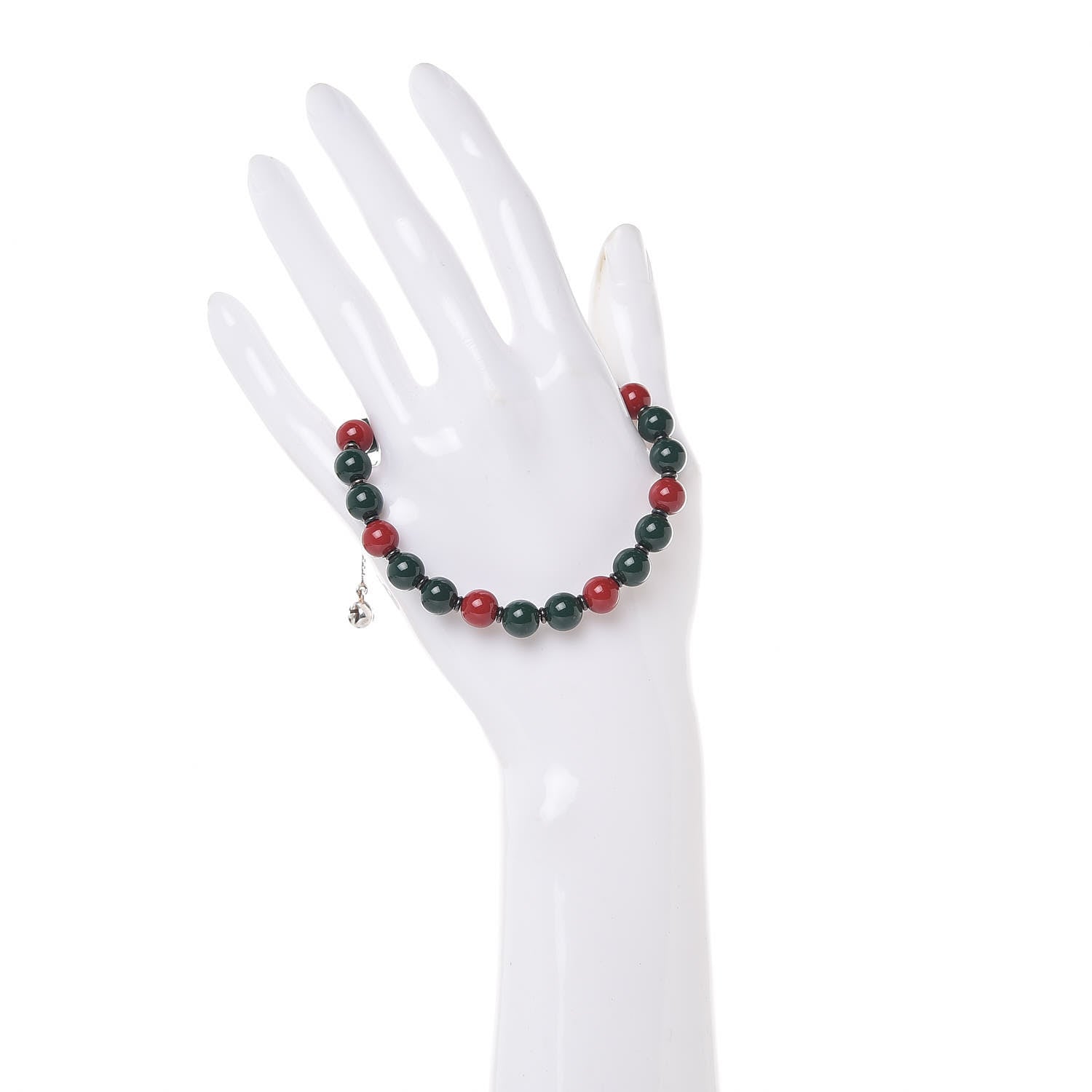 Gucci Sterling Silver Wood Boule Britt Bracelet Green 2 of 6