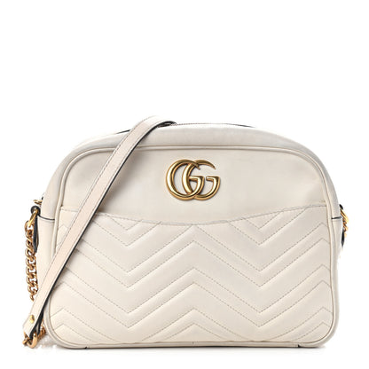 Gucci Calfskin Matelasse Medium GG Marmont Chain Shoulder Bag Mystic White 1 of 10