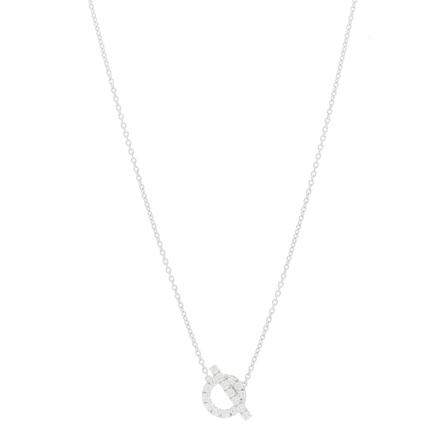 Hermes 18K White Gold Diamond Finesse Pendant Necklace 1 of 5