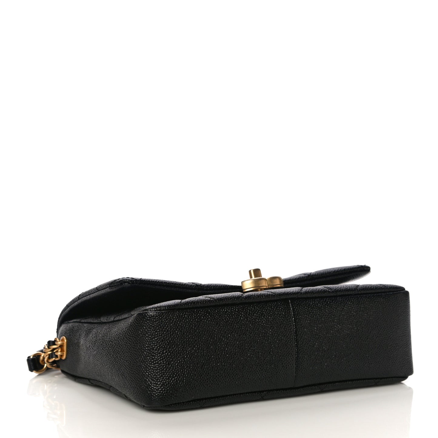 Shiny Caviar Quilted Small Chain Melody Flap Black