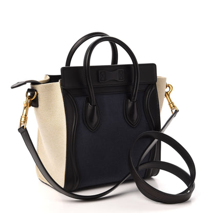 Celine Canvas Smooth Calfskin Nano Tri-Color Luggage Navy Blue 3 of 9