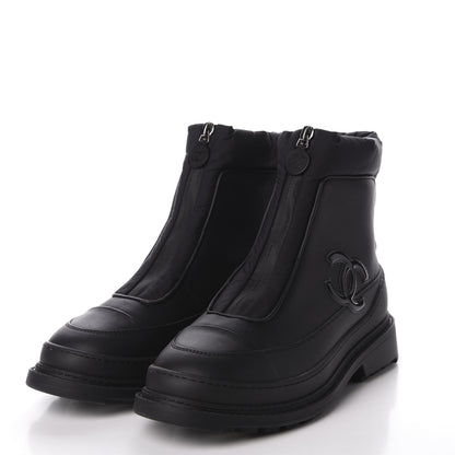Chanel Calfskin Nylon CC Ankle Snow Boots 36 Black 3 of 10