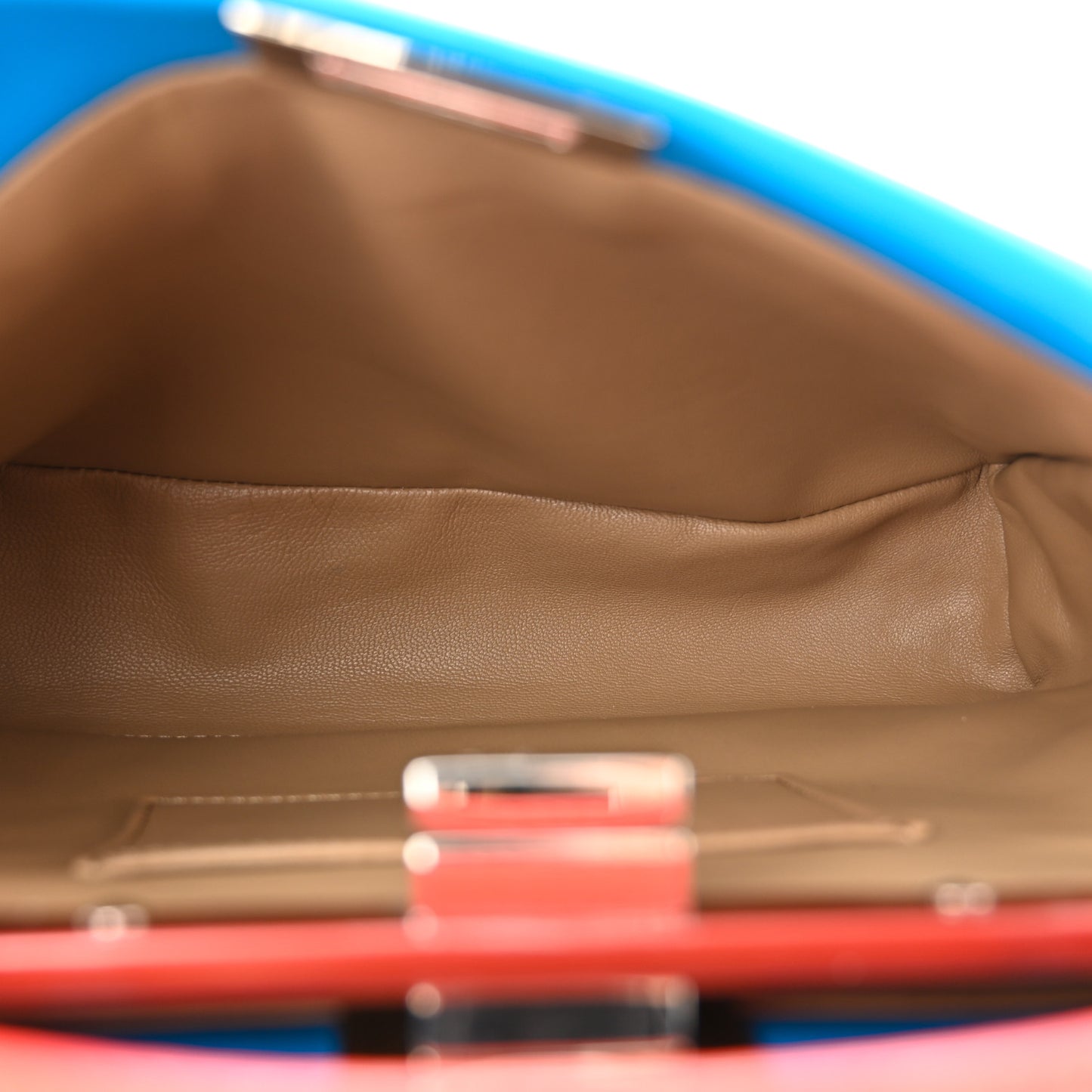 Nappa Colorblock Mini Peekaboo Iconic Satchel Blue Royal Papavero Cuoio