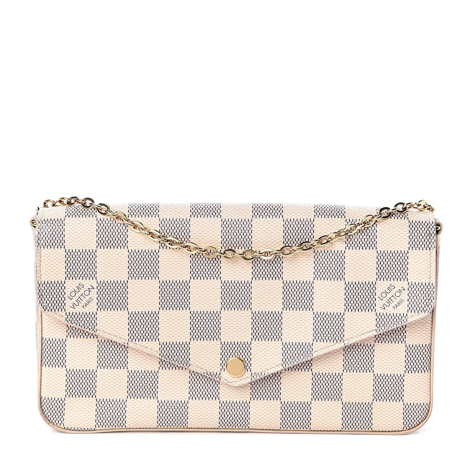 Louis Vuitton Damier Azur Pochette Felicie Chain Wallet Rose Ballerine 1 of 12