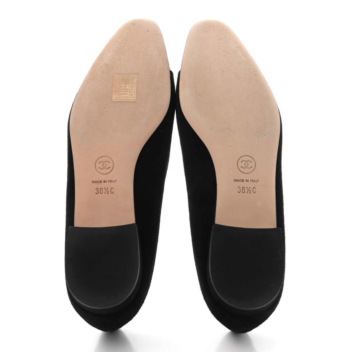 Kid Suede Metallic Lambskin Cap Toe Ballerina Flats 38.5 Silver Black