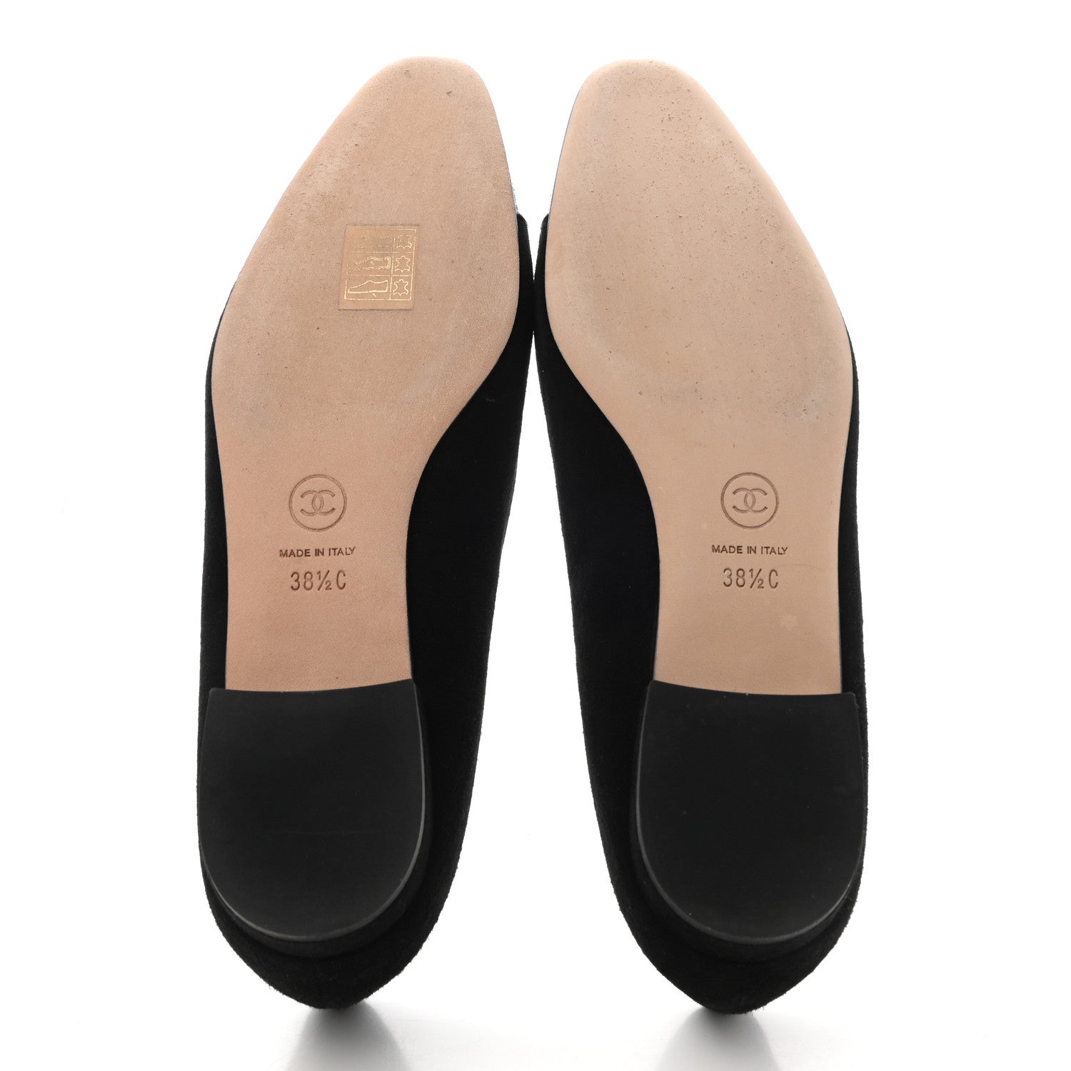 Chanel Kid Suede Metallic Lambskin Cap Toe Ballerina Flats 38.5 Silver Black 5 of 9