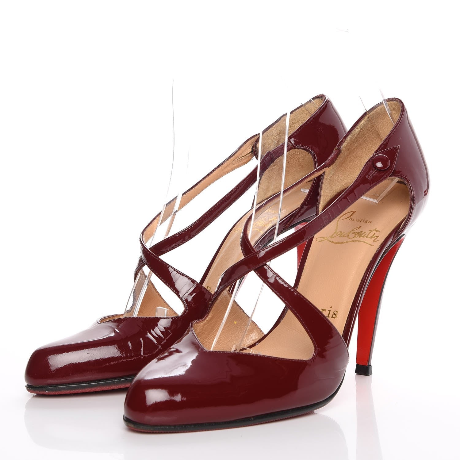 Christian Louboutin Patent Triclo 100 Pumps 37.5 Red 3 of 13