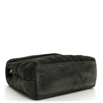 Saint Laurent Suede Calfskin Y Quilted Monogram Small Loulou Chain Satchel Storm 4 of 10