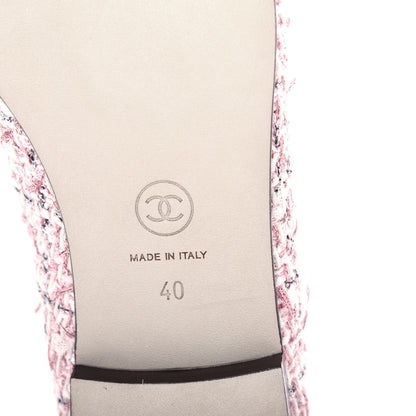 Chanel Tweed Cap Toe Ballerina Flats 40 Pink Black 9 of 11