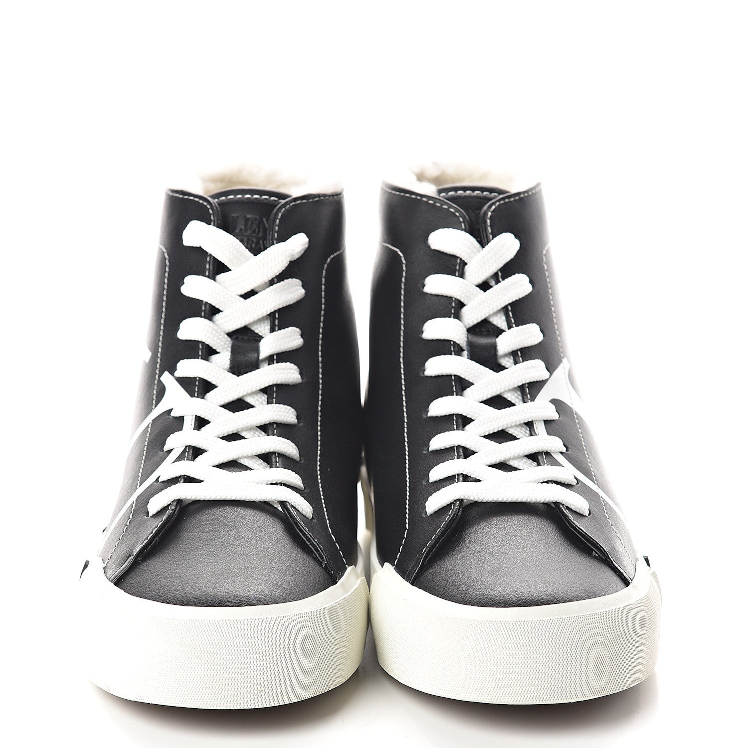 Valentino Garavani Calfskin Shearling VLTN High Top Sneakers 38.5 Black 2 of 6