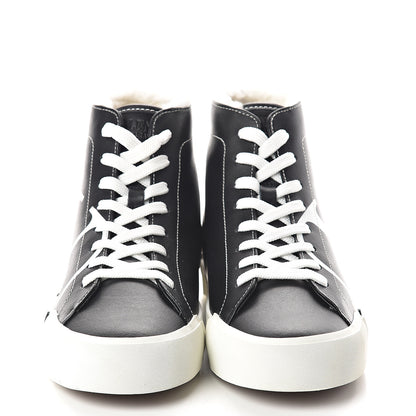 Valentino Garavani Calfskin Shearling VLTN High Top Sneakers 38.5 Black 2 of 6