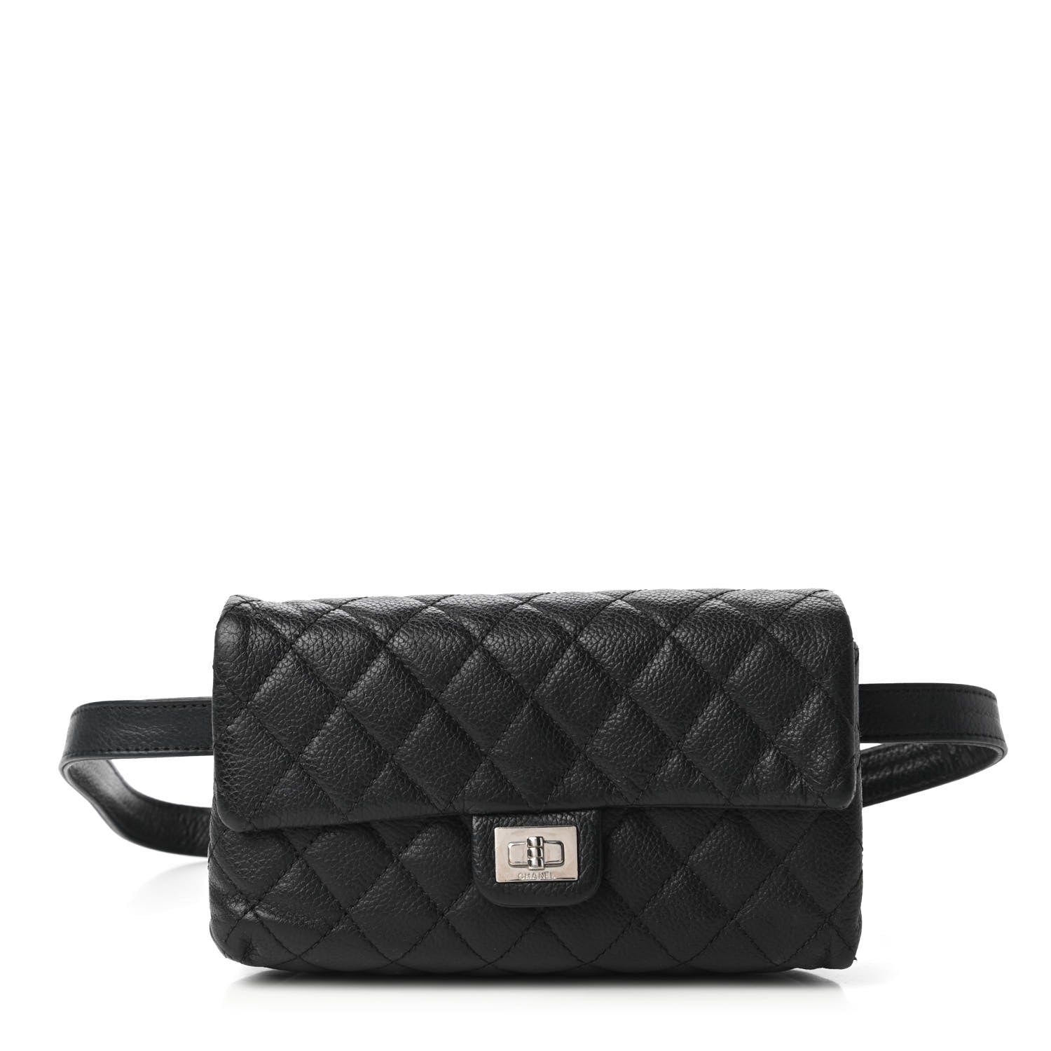 Chanel Grained Calfskin Quilted 2.55 Reissue Flap Belt Bag Clutch Black 1 of 11