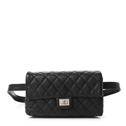 Chanel Grained Calfskin Quilted 2.55 Reissue Flap Belt Bag Clutch Black 1 of 11