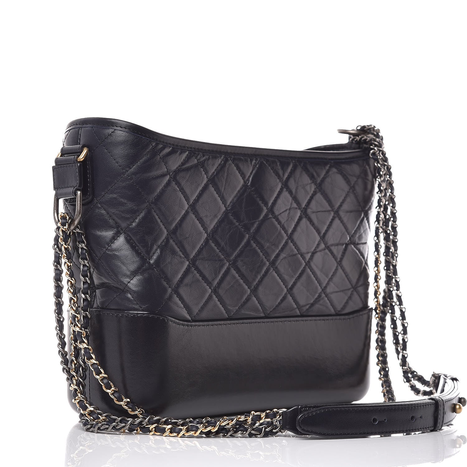 Chanel Aged Calfskin Quilted Medium Gabrielle Hobo Dark Navy Blue 3 of 10