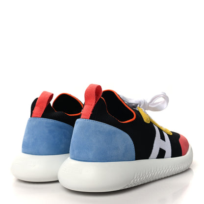 Hermes Knit Suede Goatskin Mens Crew Sneakers 41 Multicolor Black 4 of 7