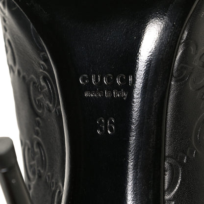 Gucci Guccissima GG Peep Toe Heels 36 Black 6 of 7