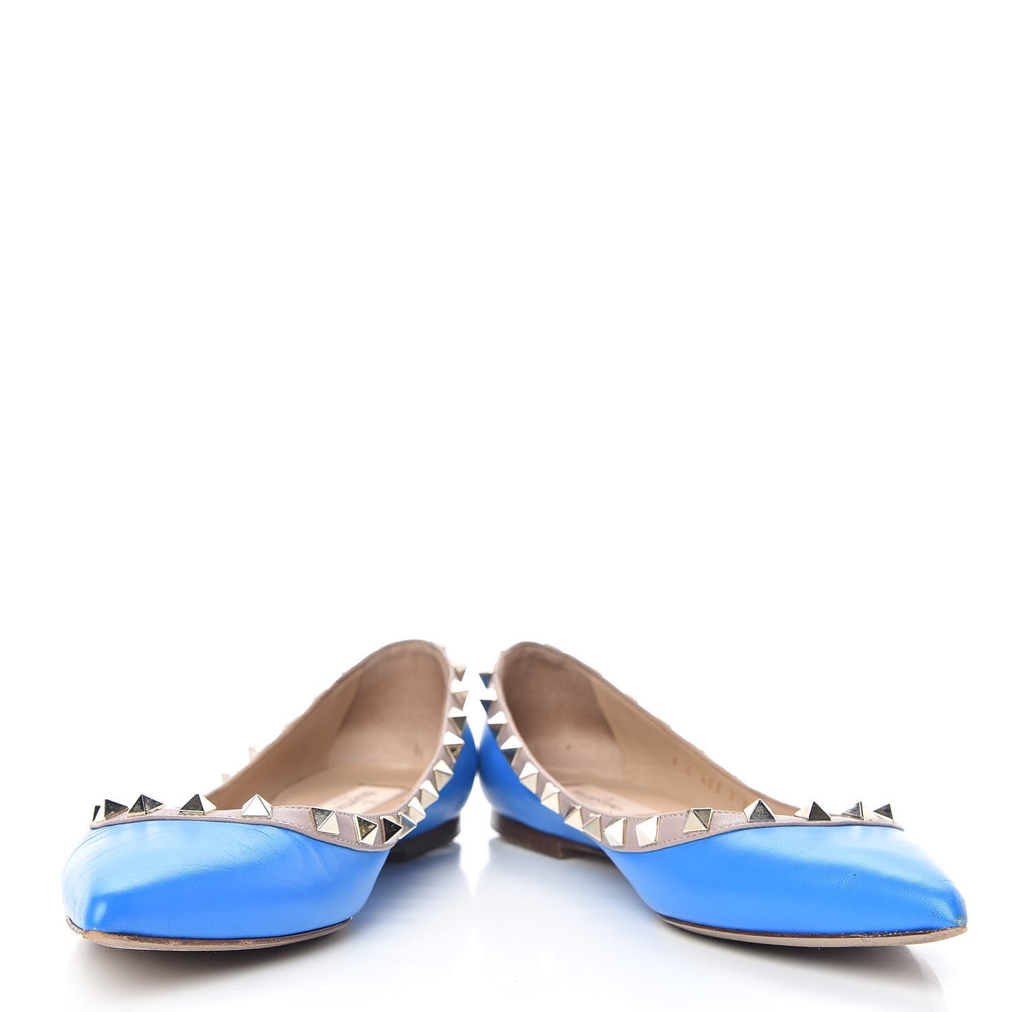 Calfskin Nappa Rockstud Ballerina Flats 36.5 Blue Fluo Poudre