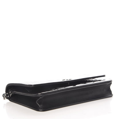 Chanel Patent Camellia Embossed Wallet On Chain WOC Black 4 of 11