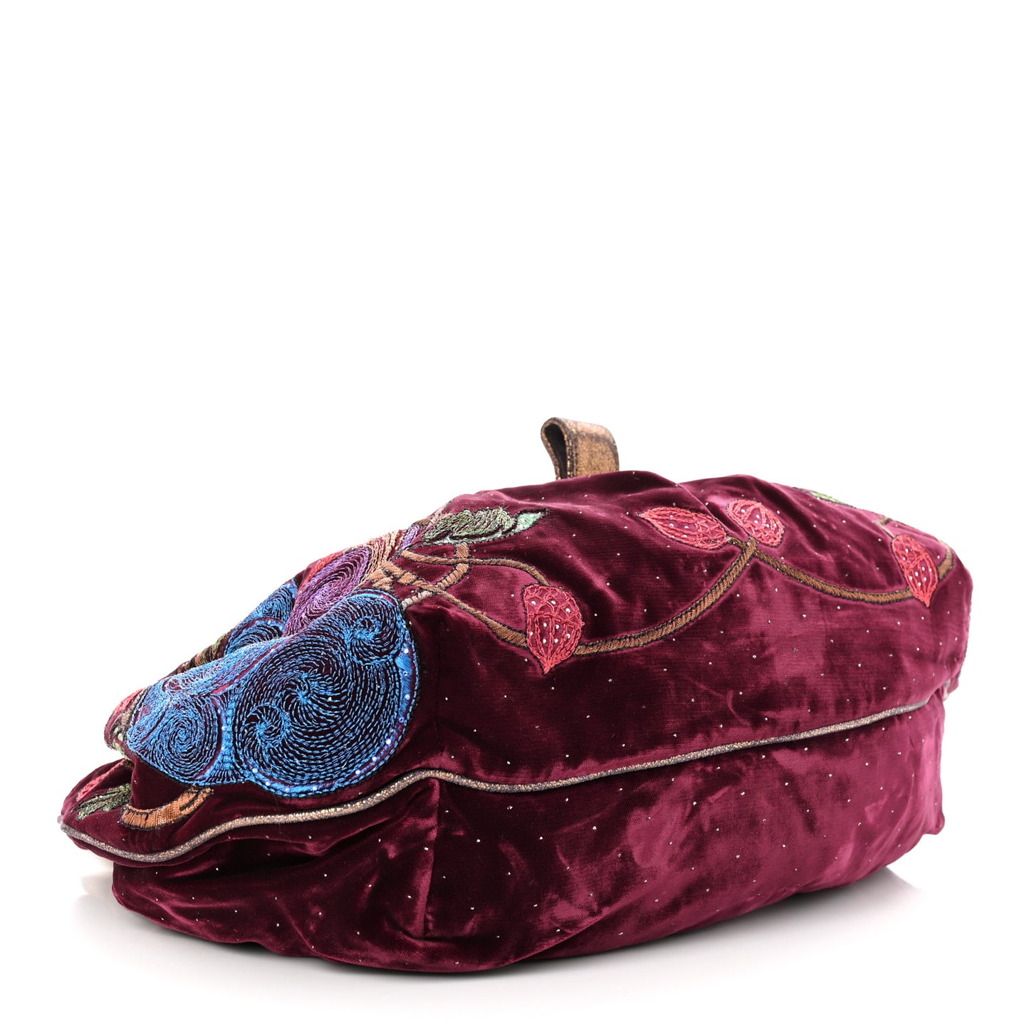 Velvet Embroidered Squirrel Spy Bordeaux Multicolor