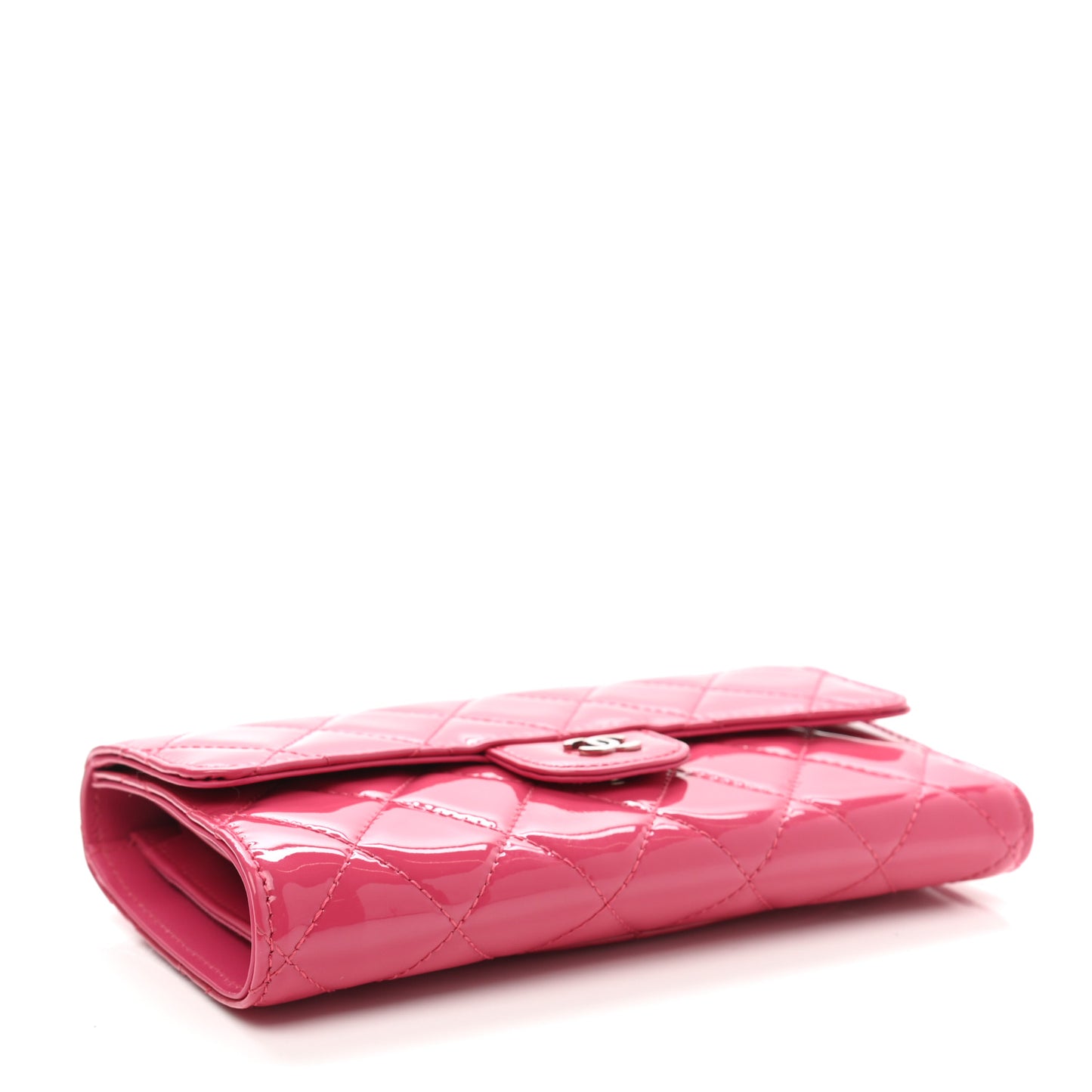 Patent Quilted Large Flap Wallet Pink