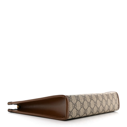 Gucci GG Supreme Monogram Azalea Calfskin Retro Interlocking G Beauty Case Beige Ebony Brown Sugar 3 of 9