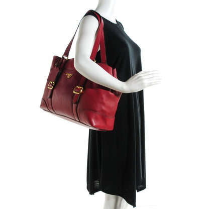 Prada Vitello Daino Shoulder Bag Rubino 2 of 7
