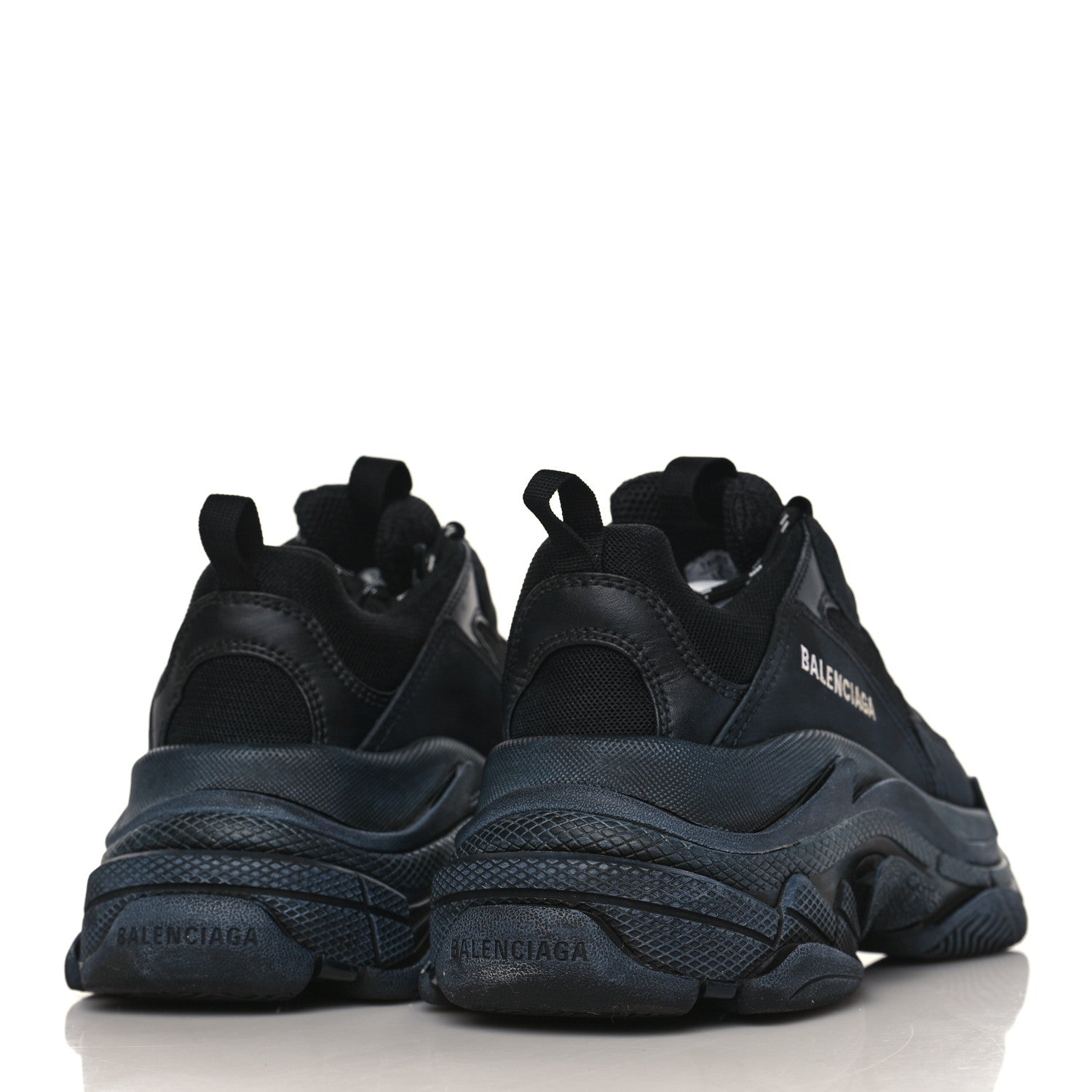 Balenciaga Fabric Mesh Washed Effect Womens Triple S Sneakers 39 Black 4 of 7