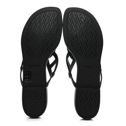 Hermes Rubber Womens Egerie Sandals 39 Black 6 of 9