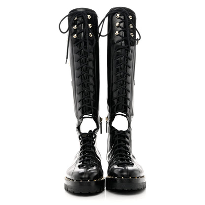 Valentino Garavani Calfskin Soul Rockstud Split Knee High Boots Black 38.5 Black 2 of 9