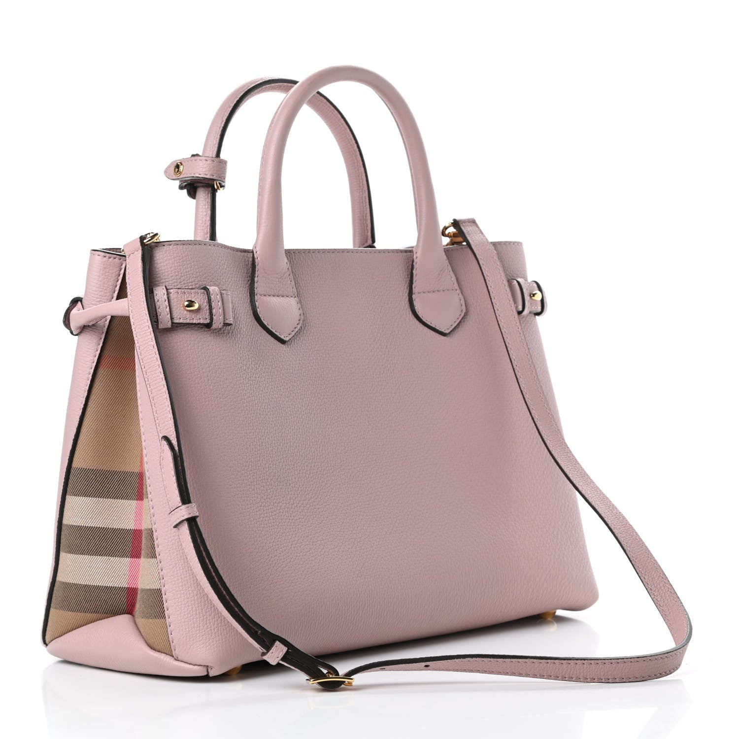 Burberry Grainy Calfskin House Check Medium Banner Tote Pale Orchid 3 of 12
