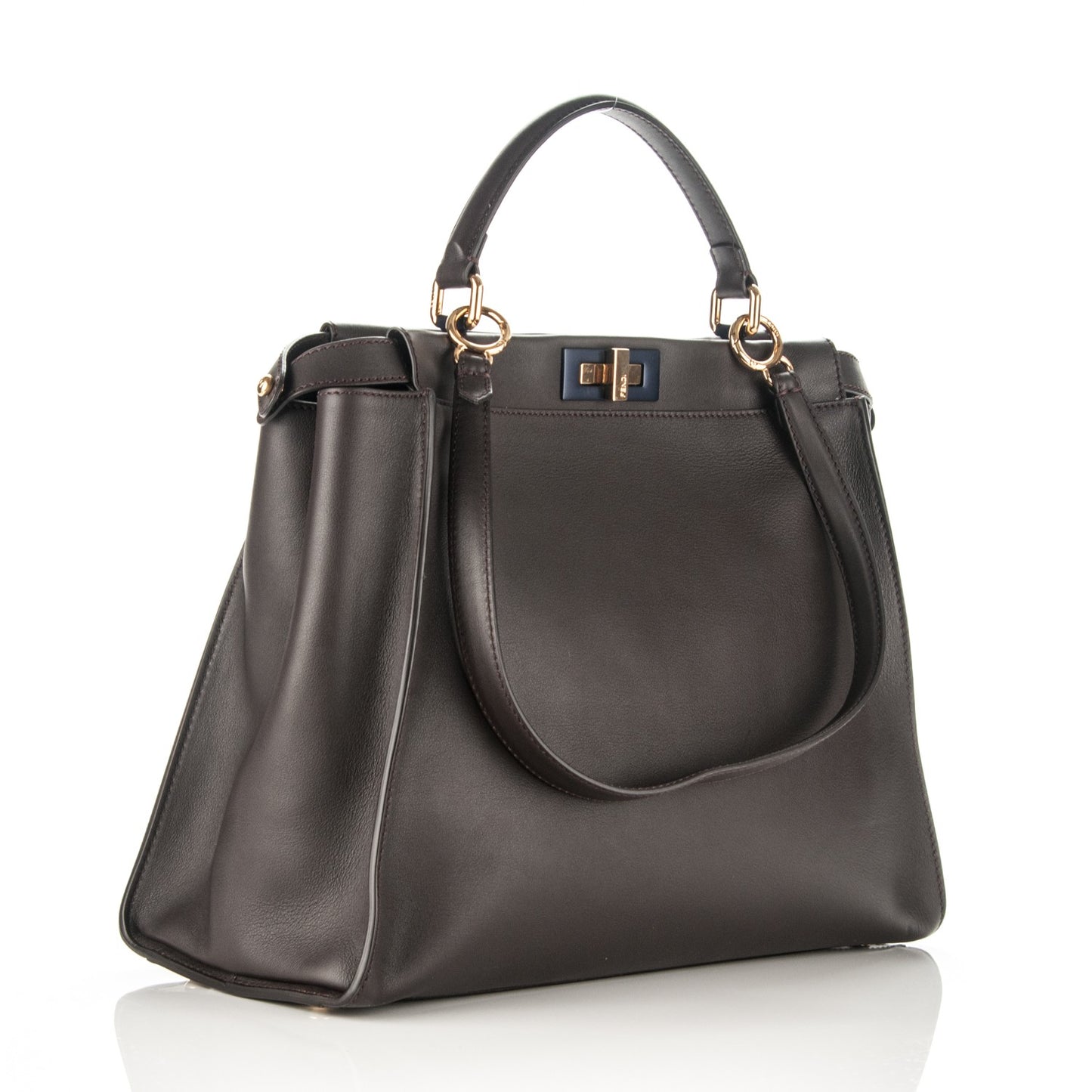 Vitello Dolce Marmol Large Peekaboo Iconic Satchel Ebano Blu Scuro