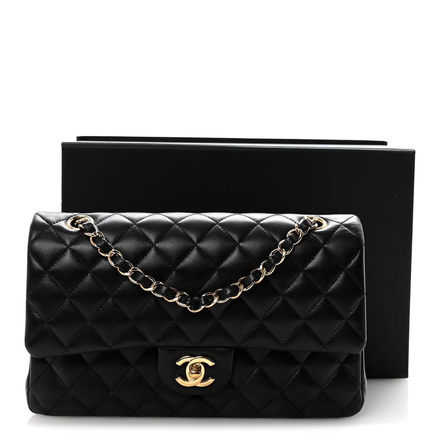 Chanel Lambskin Quilted Medium Double Flap Black 11 of 11
