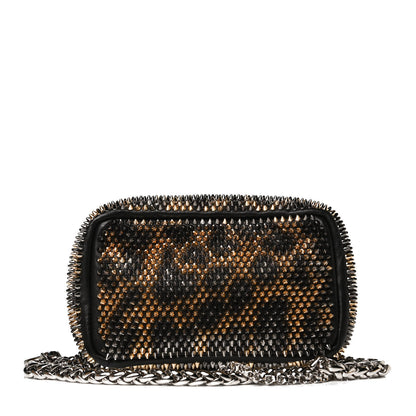 Christian Louboutin Nappa Mini Spikes Leopard Piloutin Wristlet Clutch Black 2 of 12