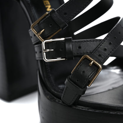 Saint Laurent Calfskin 105 Platz Platform Sandals 35 Black 12 of 14
