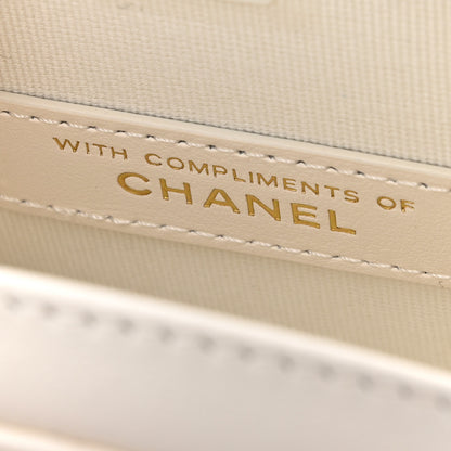 Chanel Tweed Quilted Round Filigree Pouch With Chain White Black 8 of 10