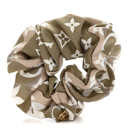 Louis Vuitton Silk Monogram Marbles Scrunchy Set Pink Khaki Beige 1 of 5