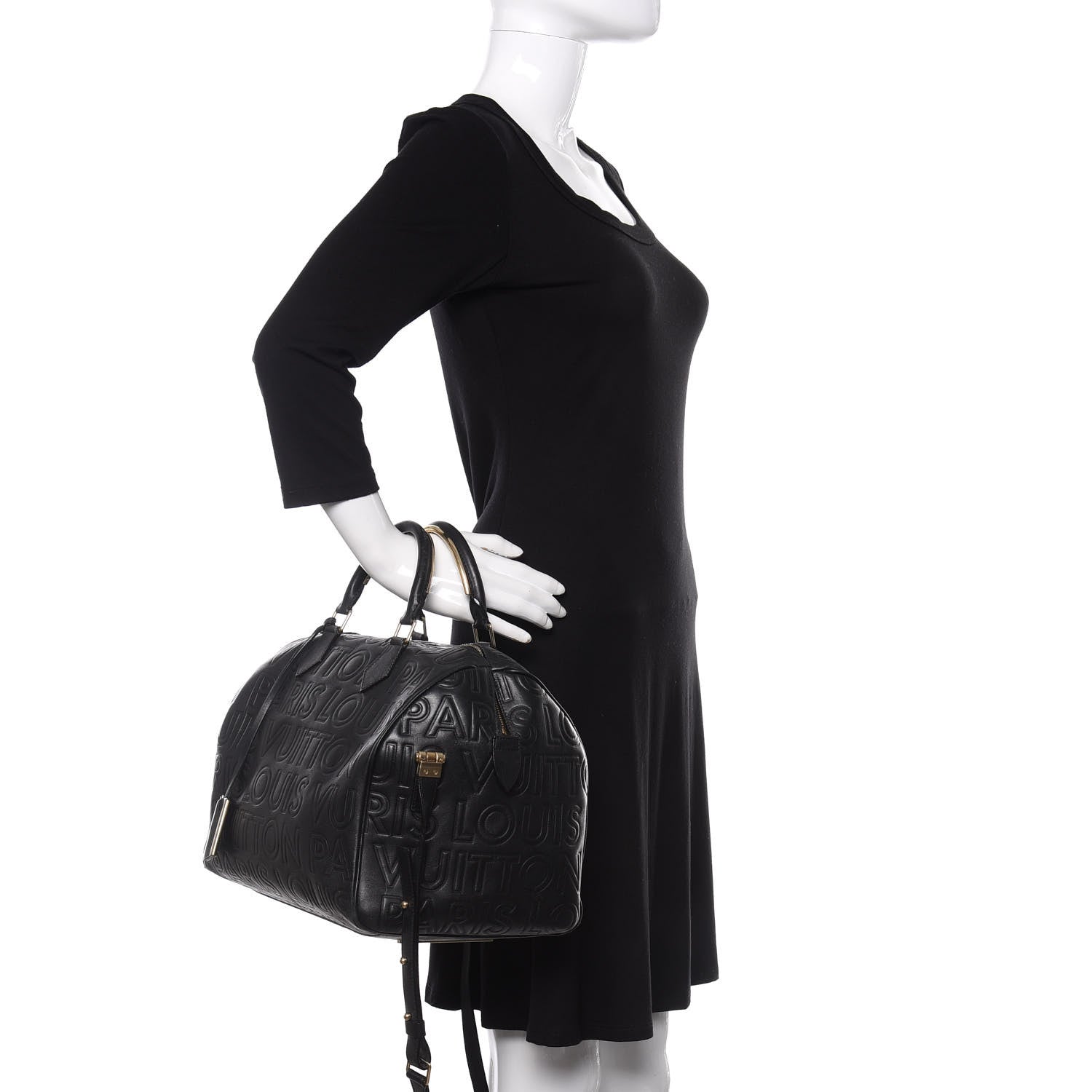 Louis Vuitton Calfskin Embossed Speedy Cube 30 Black 3 of 13