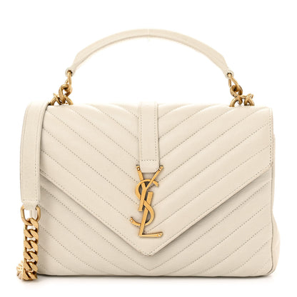 Saint Laurent Sheepskin Matelasse Chevron Monogram Medium College Bag Crema Soft 1 of 13