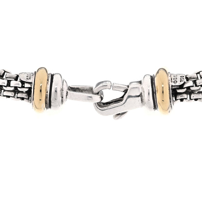 David Yurman Sterling Silver 18K Yellow Gold Diamond Box Chain Four Strand Necklace 4 of 5
