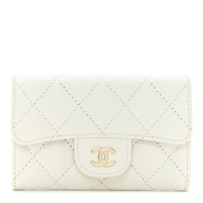 Chanel Caviar Quilted Flap Card Holder Wallet White 1 of 10