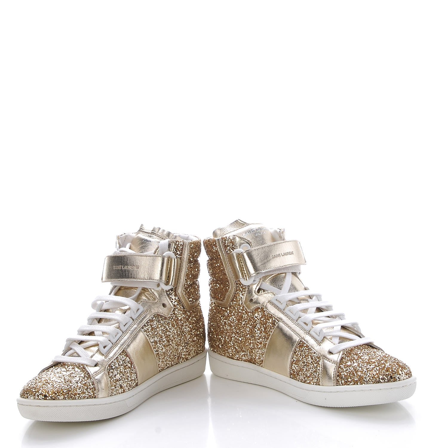 Saint Laurent Nappa Glitter Court Classic SL/14H High Top Sneakers 36.5 Platino 6 of 11