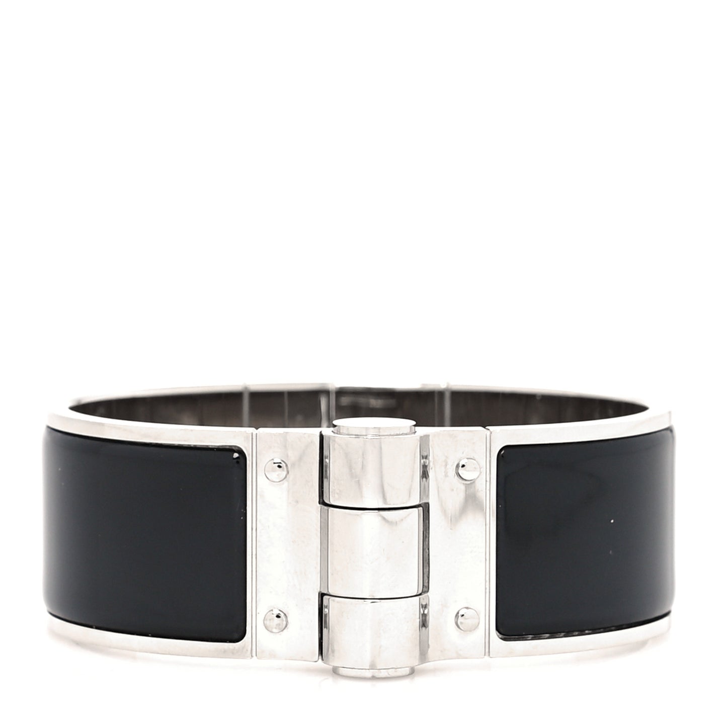 Enamel Charniere Uni Wide Hinged Bracelet S Black