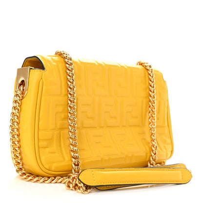 Fendi Nappa Small FF Embossed Midi Chain Baguette Mimosa 3 of 10