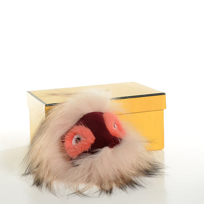 Fendi Fox Mink Rabbit Fur Vitello Flamingo Punchy Monster Bag Bug Charm Flamingo Rosa 4 of 7