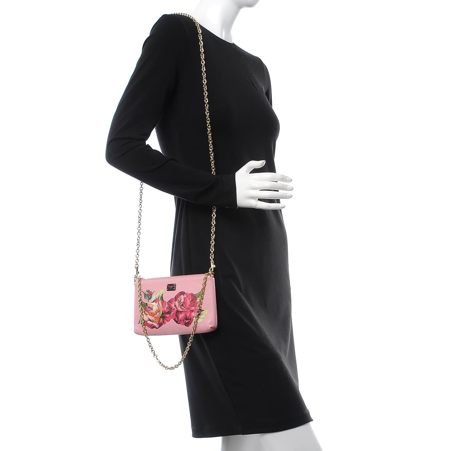 Dolce & Gabbana Grained Calfskin Painted Rose Crossbody Rosa 2 of 12